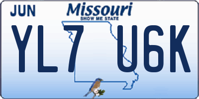 MO license plate YL7U6K