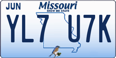 MO license plate YL7U7K