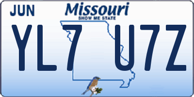 MO license plate YL7U7Z
