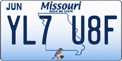 MO license plate YL7U8F