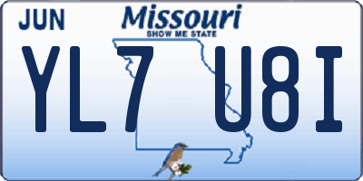 MO license plate YL7U8I