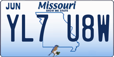 MO license plate YL7U8W