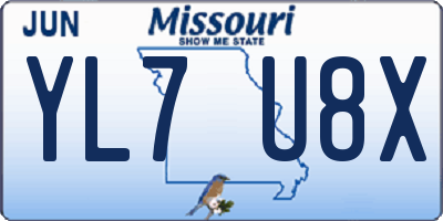 MO license plate YL7U8X
