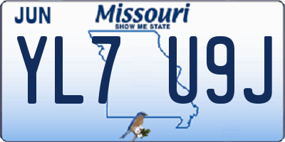 MO license plate YL7U9J