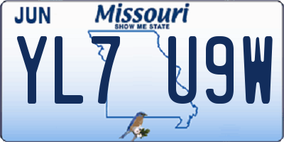 MO license plate YL7U9W
