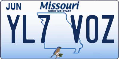 MO license plate YL7V0Z