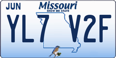 MO license plate YL7V2F