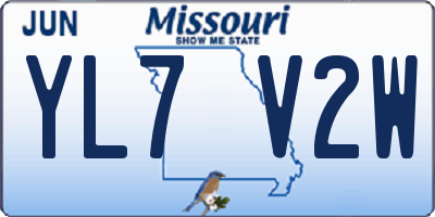 MO license plate YL7V2W