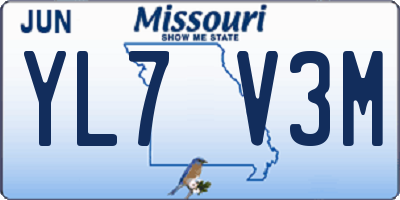 MO license plate YL7V3M