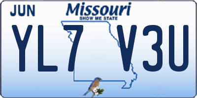 MO license plate YL7V3U