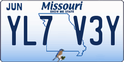 MO license plate YL7V3Y