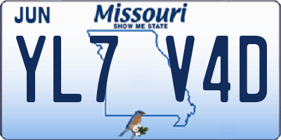 MO license plate YL7V4D