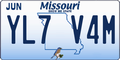 MO license plate YL7V4M