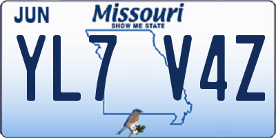 MO license plate YL7V4Z
