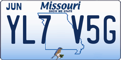 MO license plate YL7V5G
