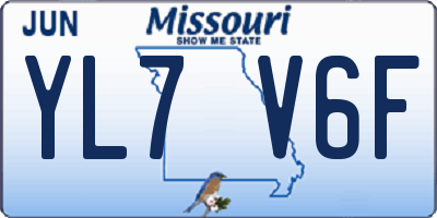 MO license plate YL7V6F