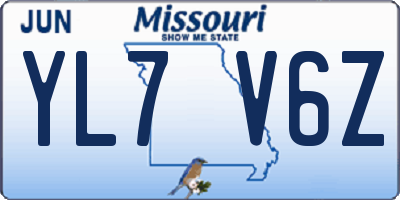 MO license plate YL7V6Z