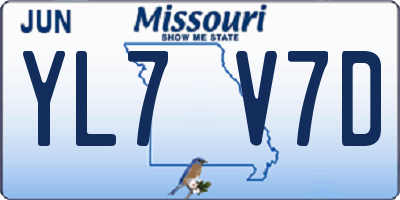 MO license plate YL7V7D
