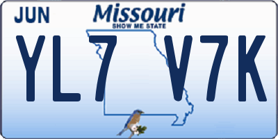 MO license plate YL7V7K