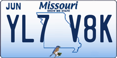 MO license plate YL7V8K