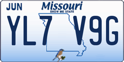 MO license plate YL7V9G