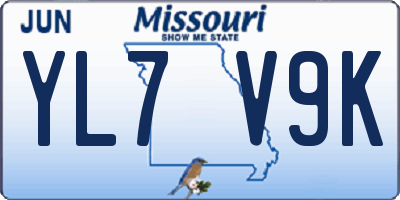 MO license plate YL7V9K