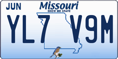MO license plate YL7V9M
