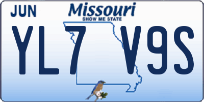 MO license plate YL7V9S