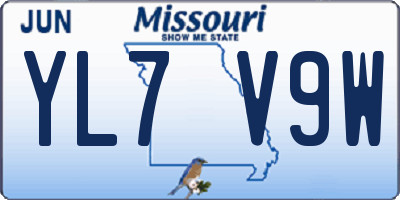 MO license plate YL7V9W