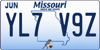 MO license plate YL7V9Z