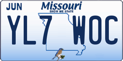 MO license plate YL7W0C
