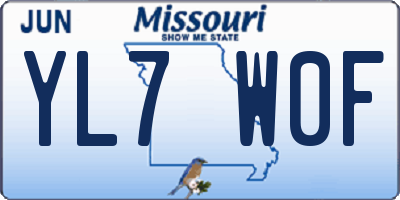 MO license plate YL7W0F