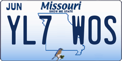 MO license plate YL7W0S
