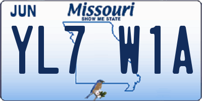MO license plate YL7W1A