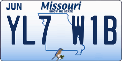 MO license plate YL7W1B