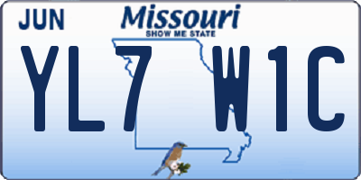 MO license plate YL7W1C