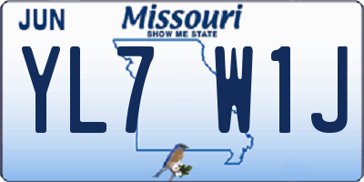 MO license plate YL7W1J