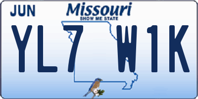 MO license plate YL7W1K