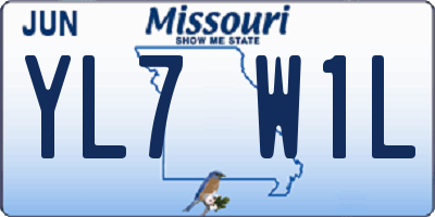 MO license plate YL7W1L