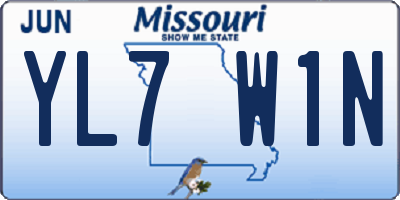 MO license plate YL7W1N