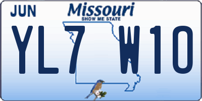 MO license plate YL7W1O