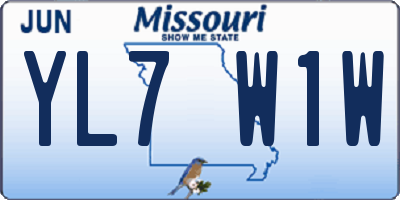 MO license plate YL7W1W