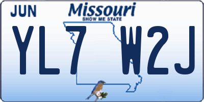 MO license plate YL7W2J