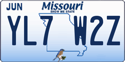 MO license plate YL7W2Z