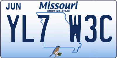 MO license plate YL7W3C