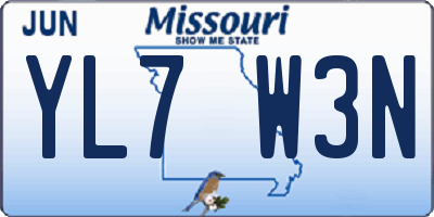 MO license plate YL7W3N