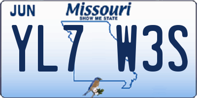 MO license plate YL7W3S