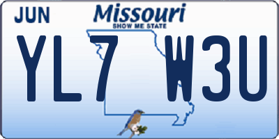 MO license plate YL7W3U