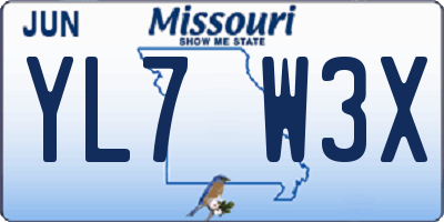MO license plate YL7W3X