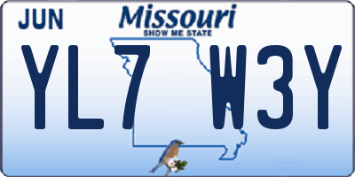 MO license plate YL7W3Y